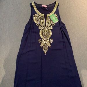 NWT Blue and Gold embellished Lily Pulitzer Dress (S)